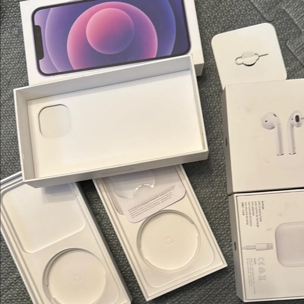 Apple iPhone 13 and 12- Pink Empty Box 2 AirPods boxes